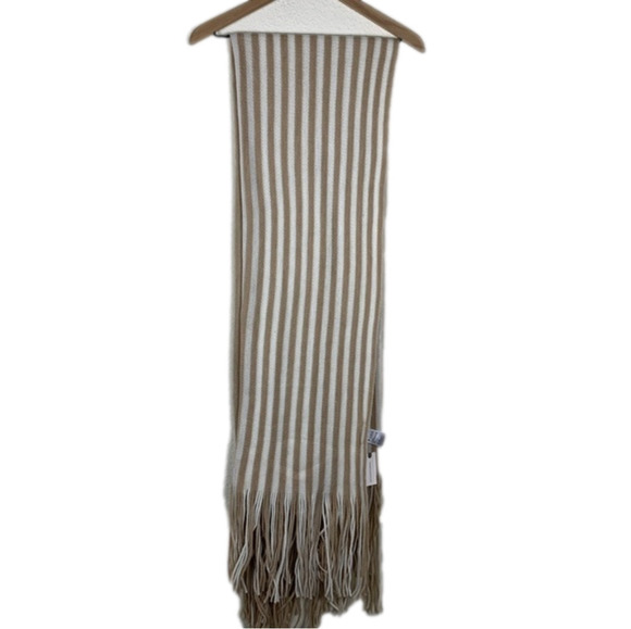 Anthropologie Fringe Wrap Scarf – NWT – One Size – Tan/White - Picture 1 of 4
